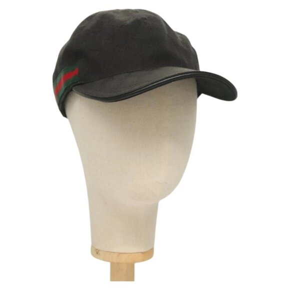 GUCCI GG Canvas Web Sherry Line Cap M Black Red Green - Picture 1 of 11